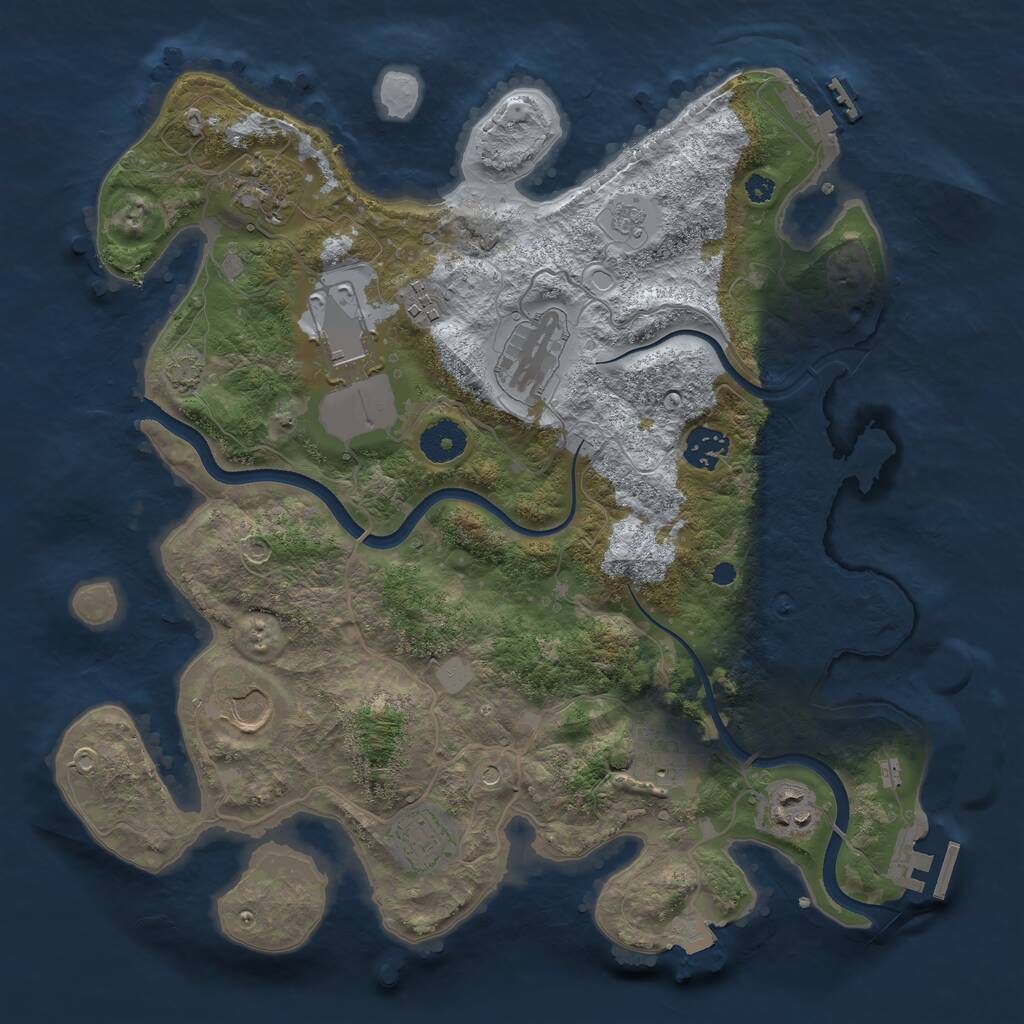 Rust Map: Procedural Map, Size: 3550, Seed: 744160, 15 Monuments