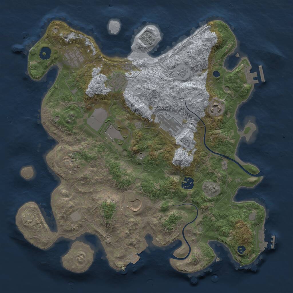Rust Map: Procedural Map, Size: 3550, Seed: 744160, 15 Monuments