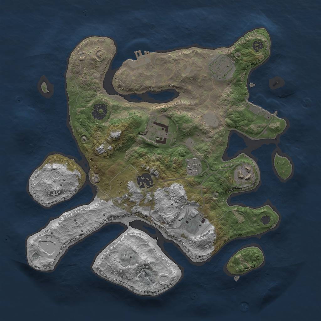 Rust Map: Procedural Map, Size: 3000, Seed: 2346587, 13 Monuments