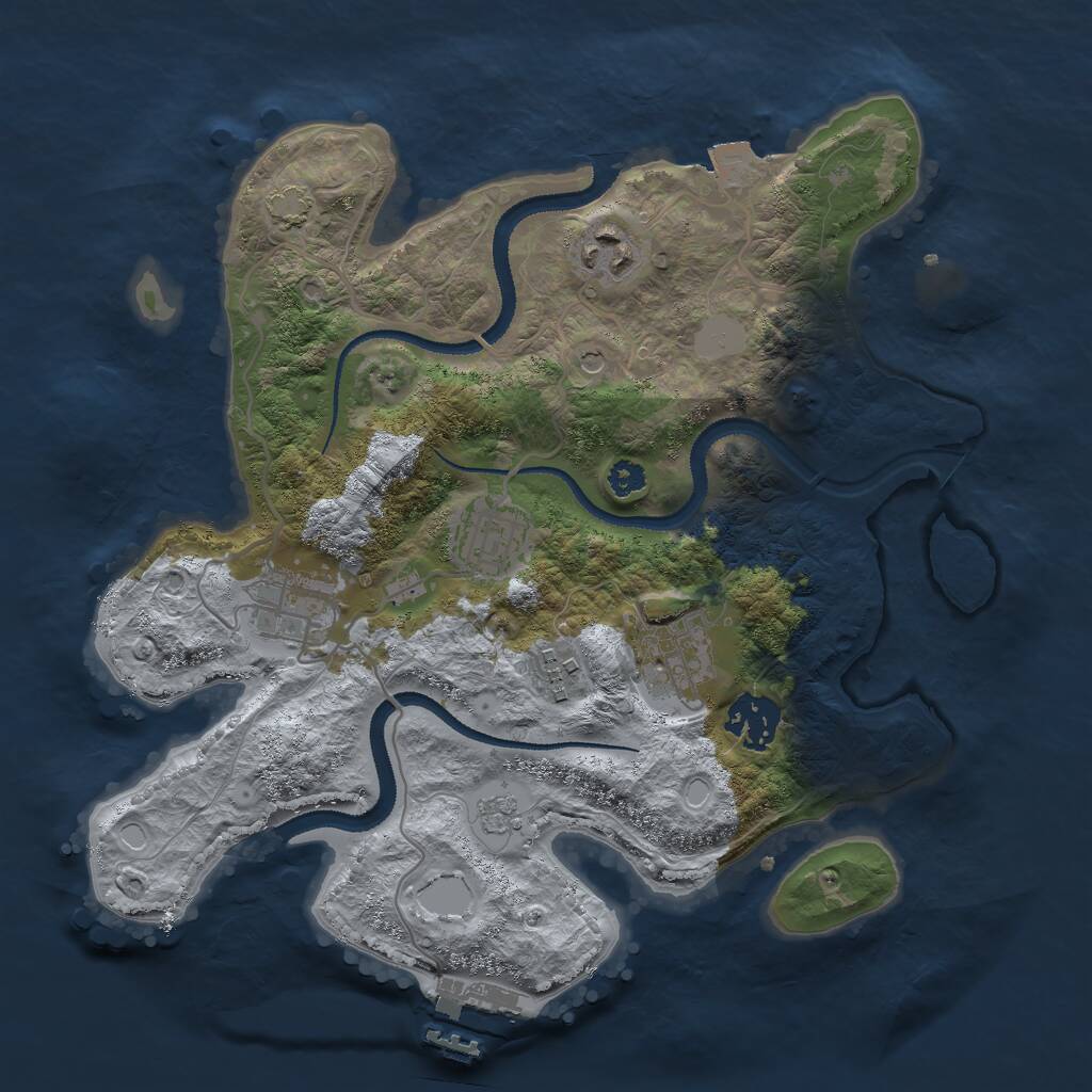 Rust Map: Procedural Map, Size: 3000, Seed: 2346587, 11 Monuments