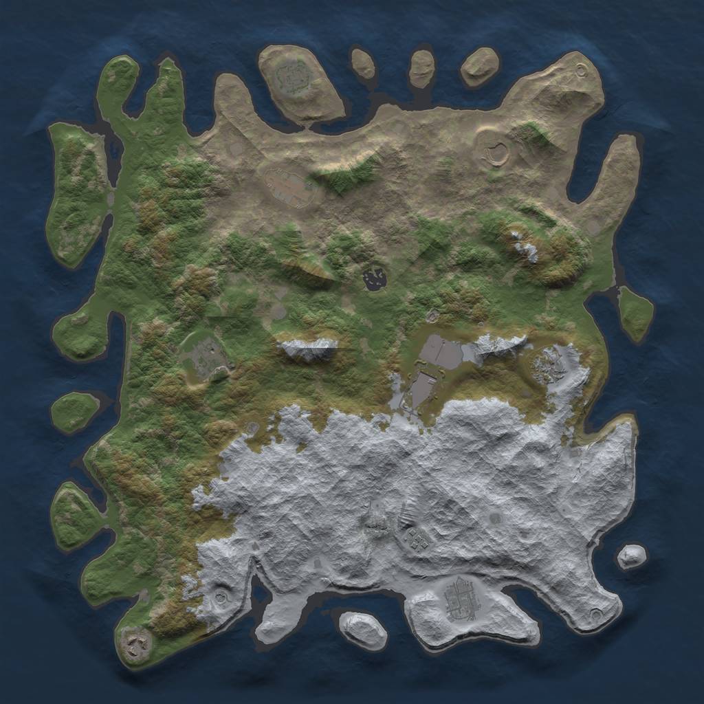 Rust Map: Barren, Size: 4500, Seed: 2465182, 13 Monuments