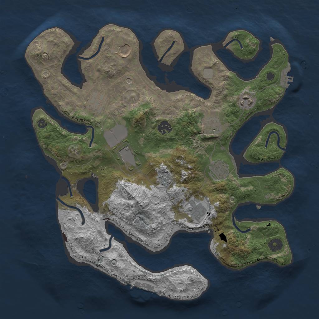 Rust Map: Procedural Map, Size: 3550, Seed: 546334, 17 Monuments