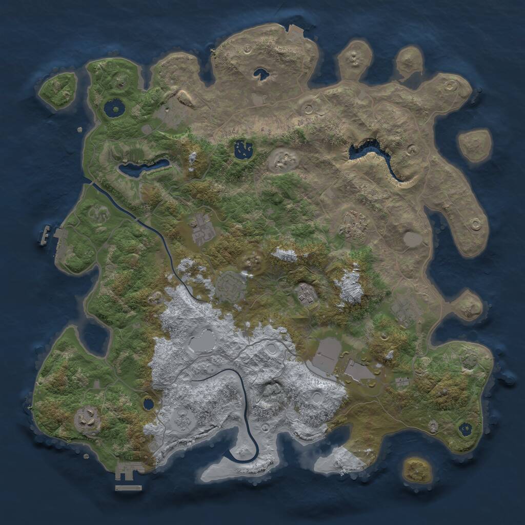 Rust Map: Procedural Map, Size: 4000, Seed: 345031, 15 Monuments