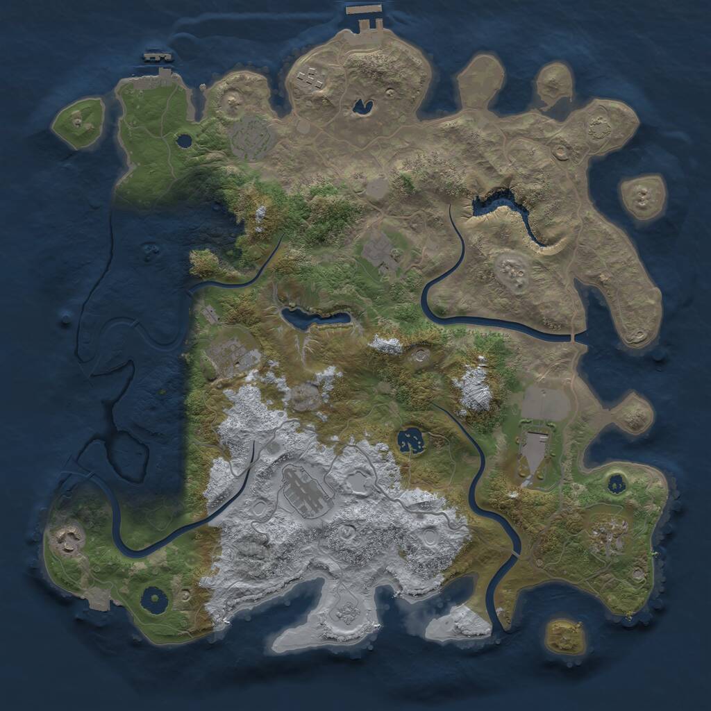 Rust Map: Procedural Map, Size: 4000, Seed: 345031, 15 Monuments