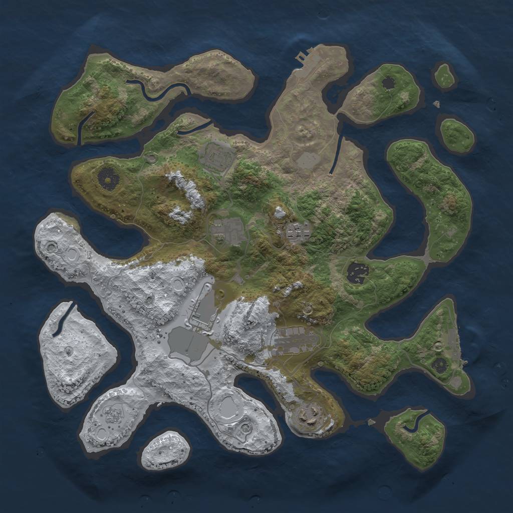 Rust Map: Procedural Map, Size: 3500, Seed: 1916847420, 16 Monuments