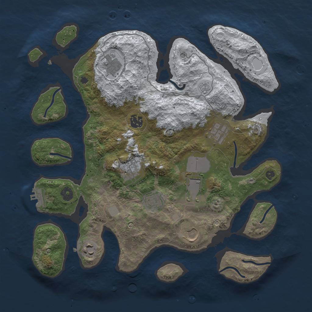 Rust Map: Procedural Map, Size: 3550, Seed: 343521, 16 Monuments