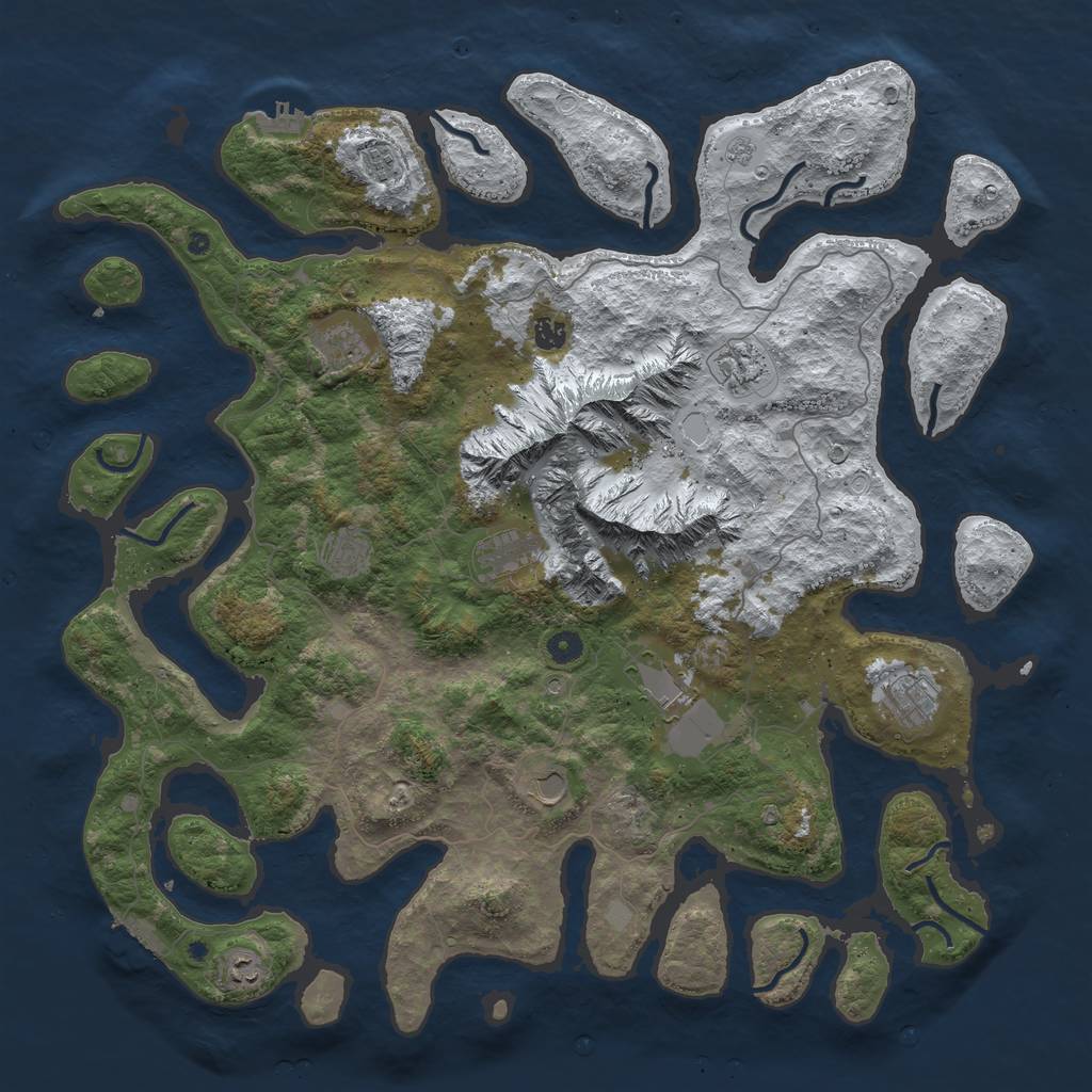 Rust Map: Procedural Map, Size: 5000, Seed: 7980071, 19 Monuments