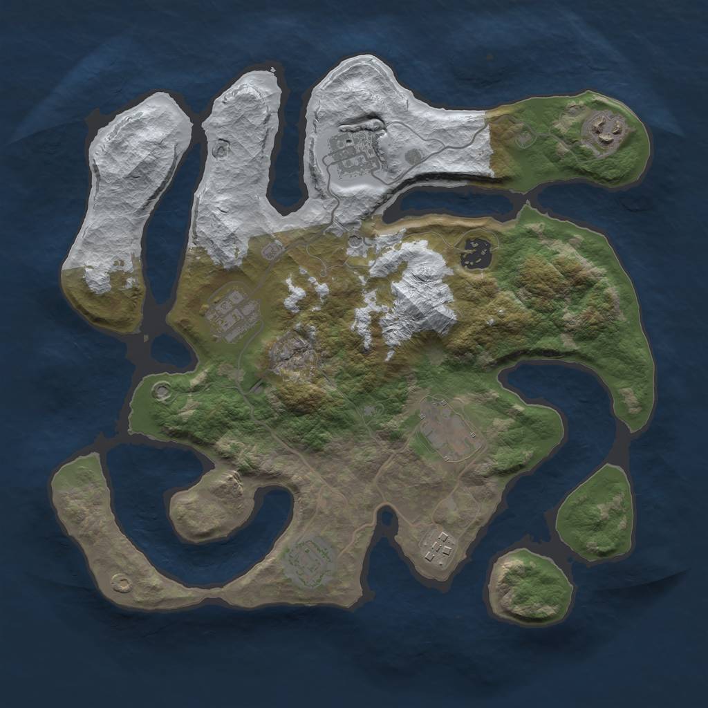 Rust Map: Barren, Size: 3300, Seed: 45, 10 Monuments