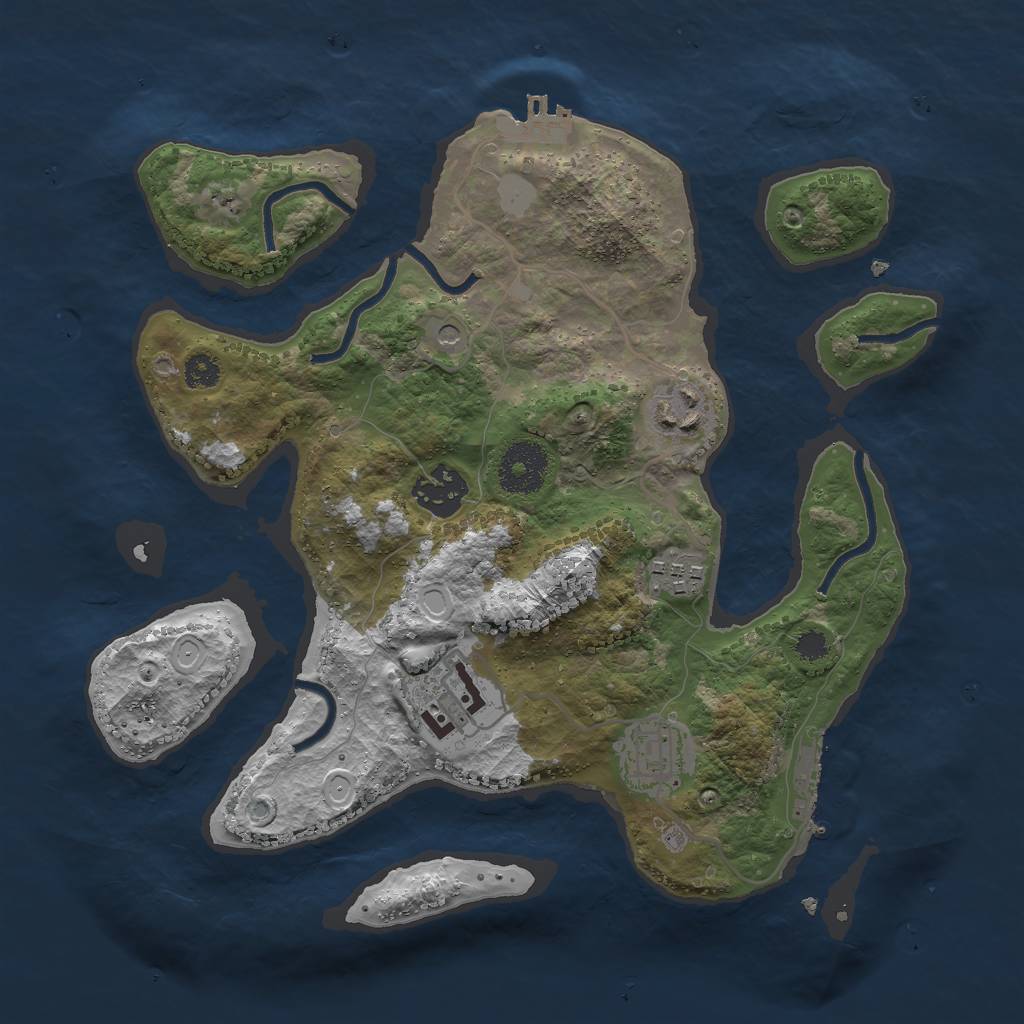 Rust Map: Procedural Map, Size: 3000, Seed: 1154211603, 13 Monuments