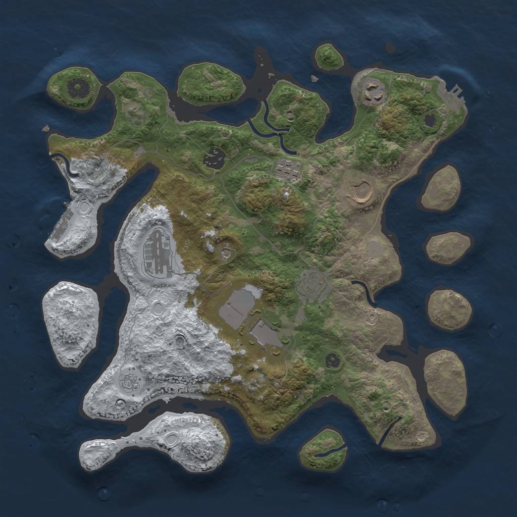 Rust Map: Procedural Map, Size: 3550, Seed: 748028, 16 Monuments