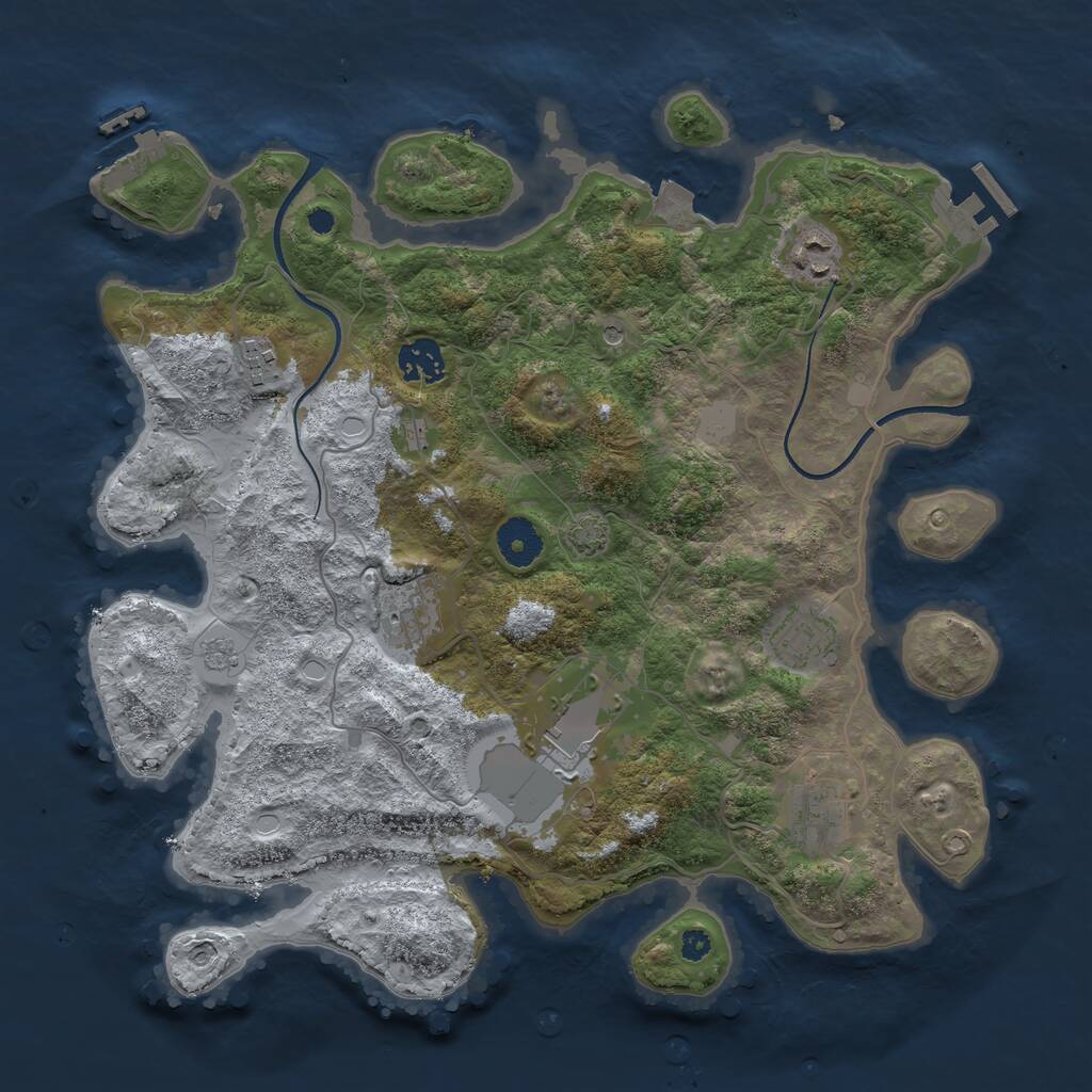 Rust Map: Procedural Map, Size: 3550, Seed: 748028, 13 Monuments