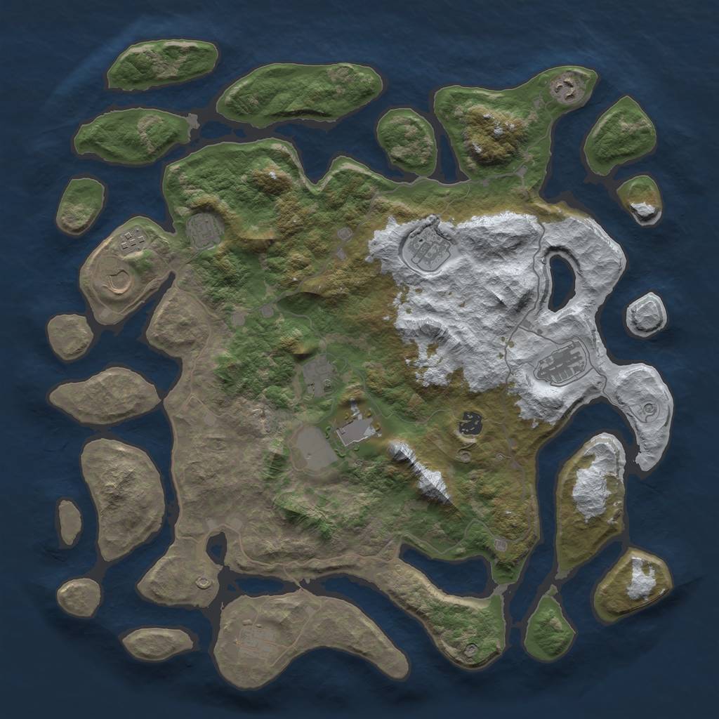 Rust Map: Barren, Size: 4500, Seed: 3547367, 13 Monuments