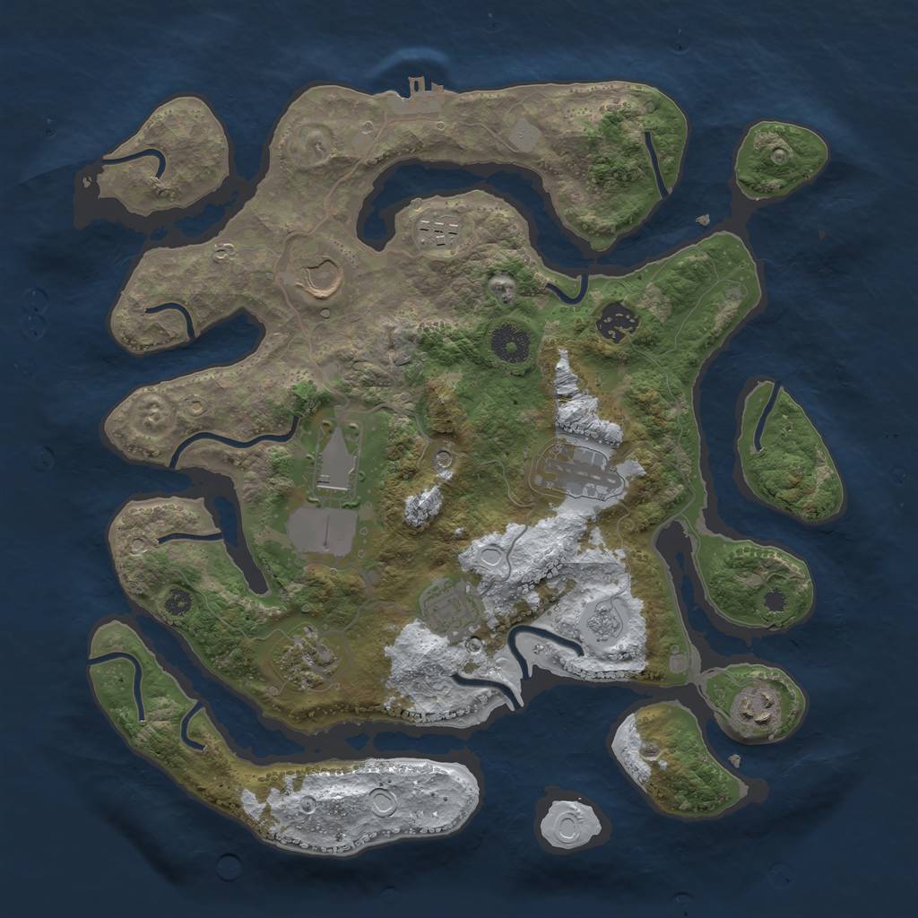 Rust Map: Procedural Map, Size: 3550, Seed: 605985, 16 Monuments