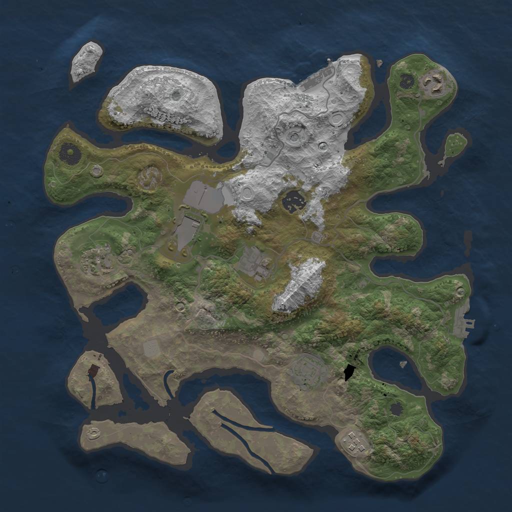 Rust Map: Procedural Map, Size: 3500, Seed: 2443514, 15 Monuments