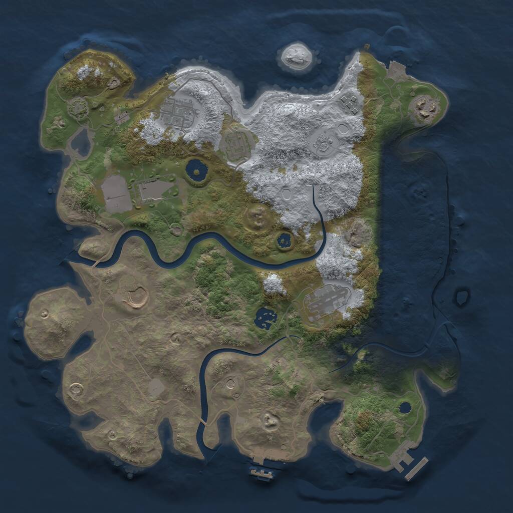 Rust Map: Procedural Map, Size: 3550, Seed: 135345, 14 Monuments