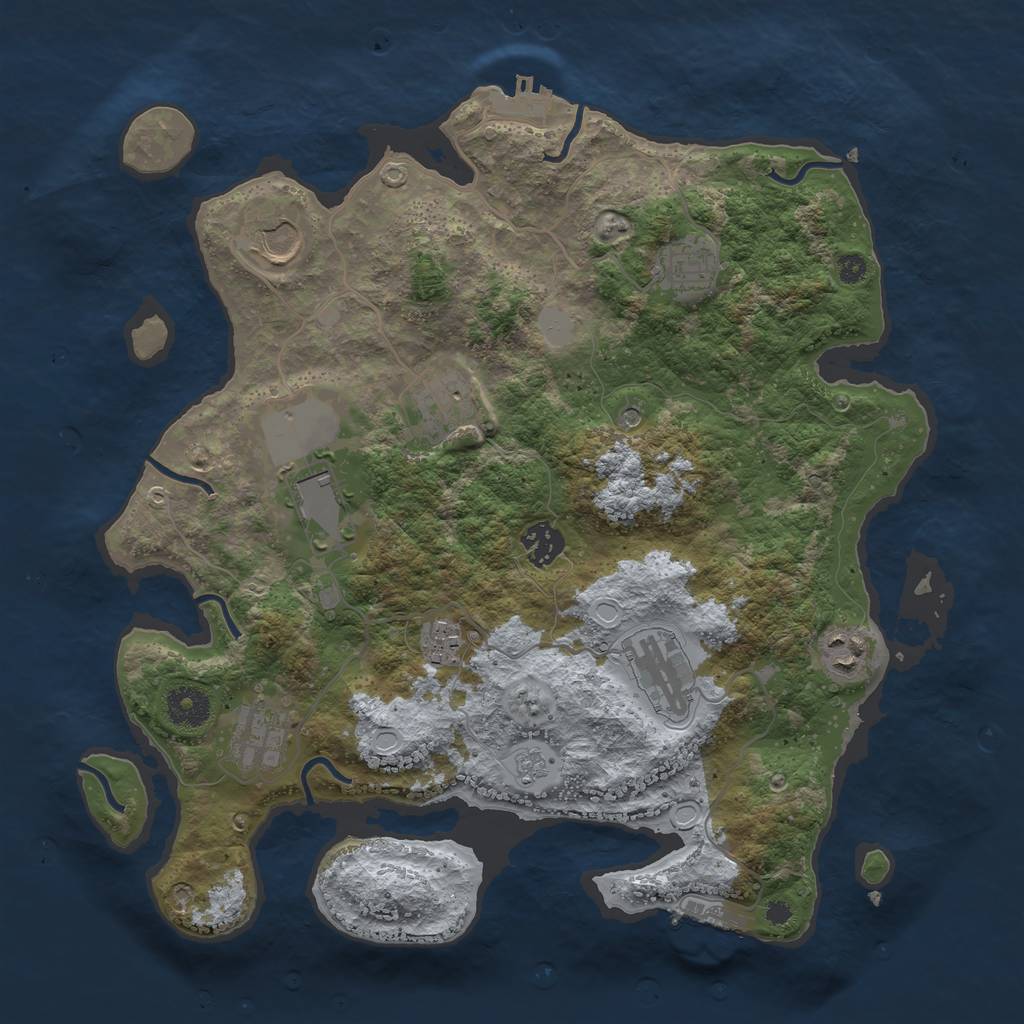 Rust Map: Procedural Map, Size: 3600, Seed: 290182636, 16 Monuments