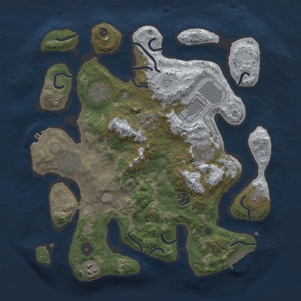 Rust Map: Procedural Map, Size: 3550, Seed: 355590, 15 Monuments