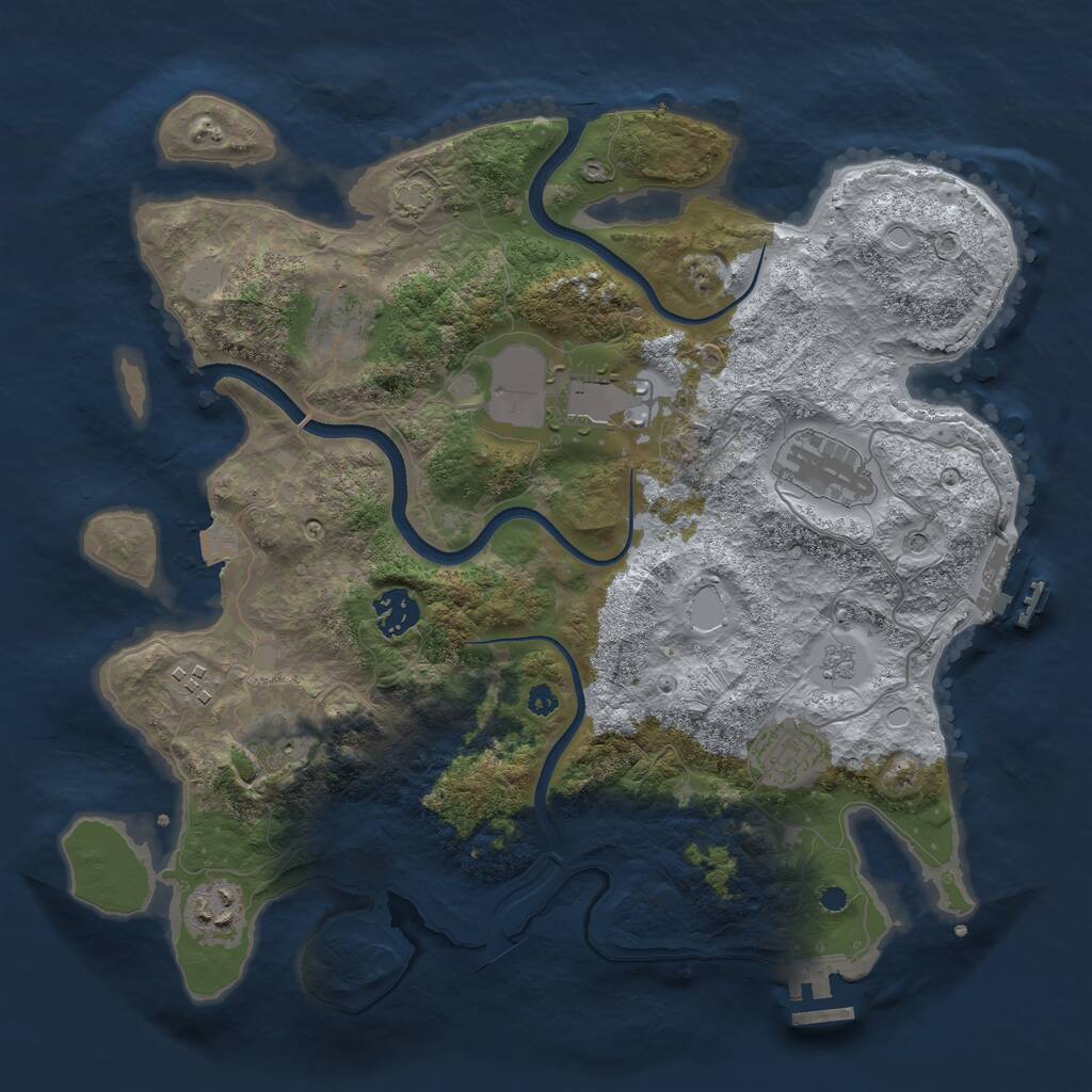 Rust Map: Procedural Map, Size: 3550, Seed: 33599, 14 Monuments