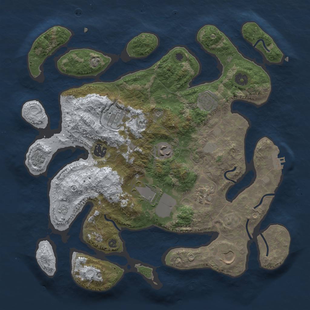 Rust Map: Procedural Map, Size: 3550, Seed: 857582, 16 Monuments