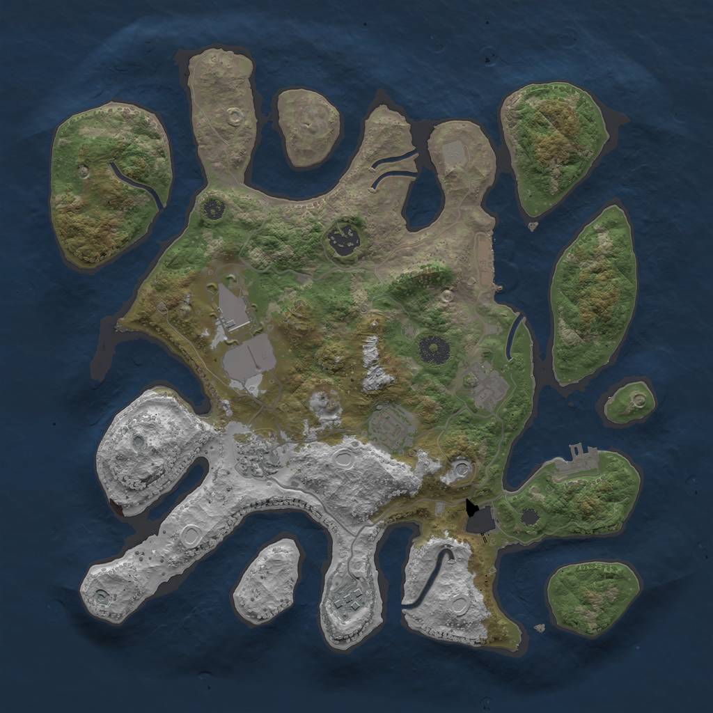 Rust Map: Procedural Map, Size: 3550, Seed: 542640, 14 Monuments