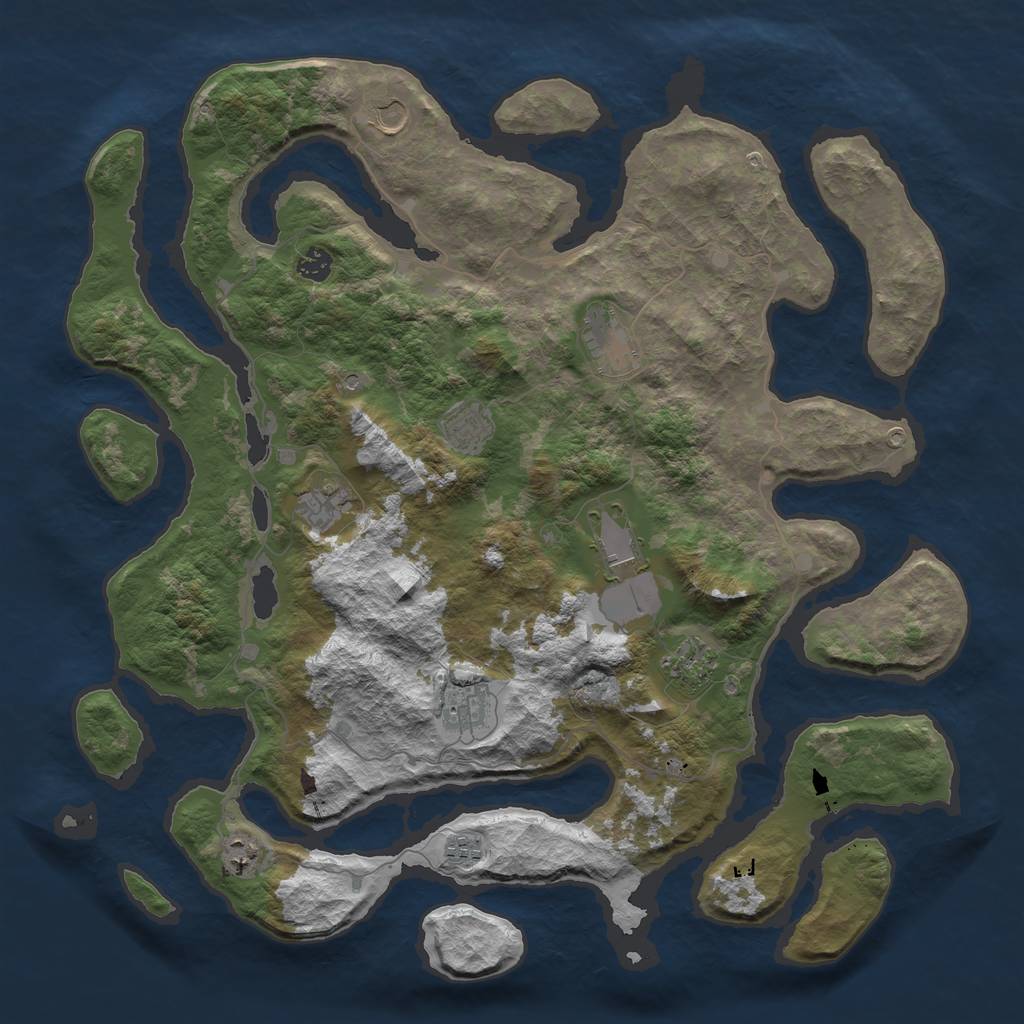 Rust Map: Barren, Size: 4500, Seed: 1869857, 13 Monuments