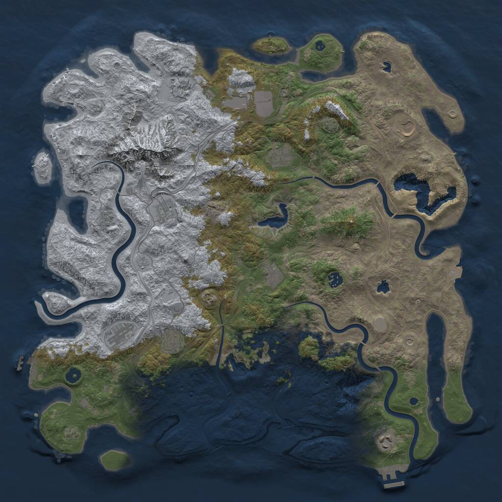 Rust Map: Procedural Map, Size: 5000, Seed: 113361, 17 Monuments