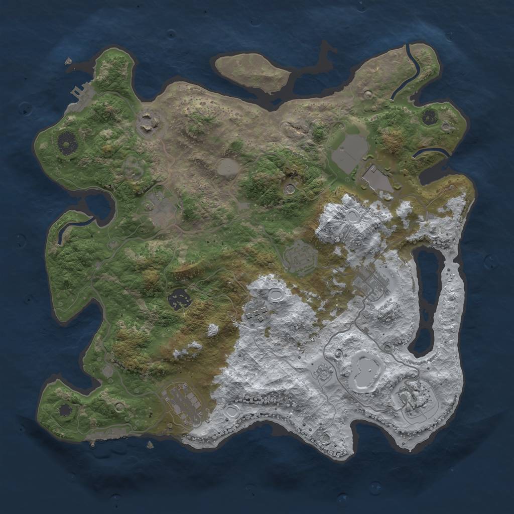 Rust Map: Procedural Map, Size: 3550, Seed: 407148, 18 Monuments