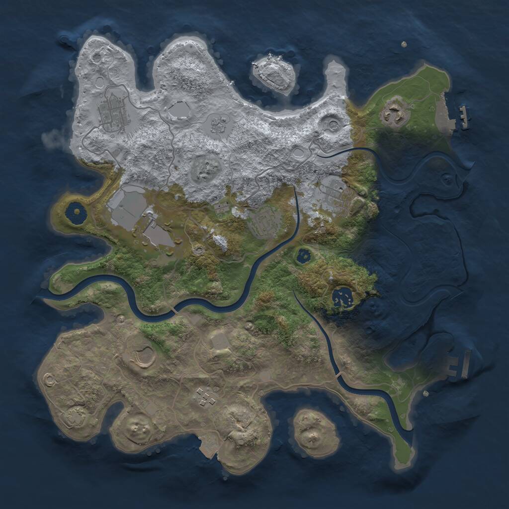 Rust Map: Procedural Map, Size: 3550, Seed: 66917, 14 Monuments