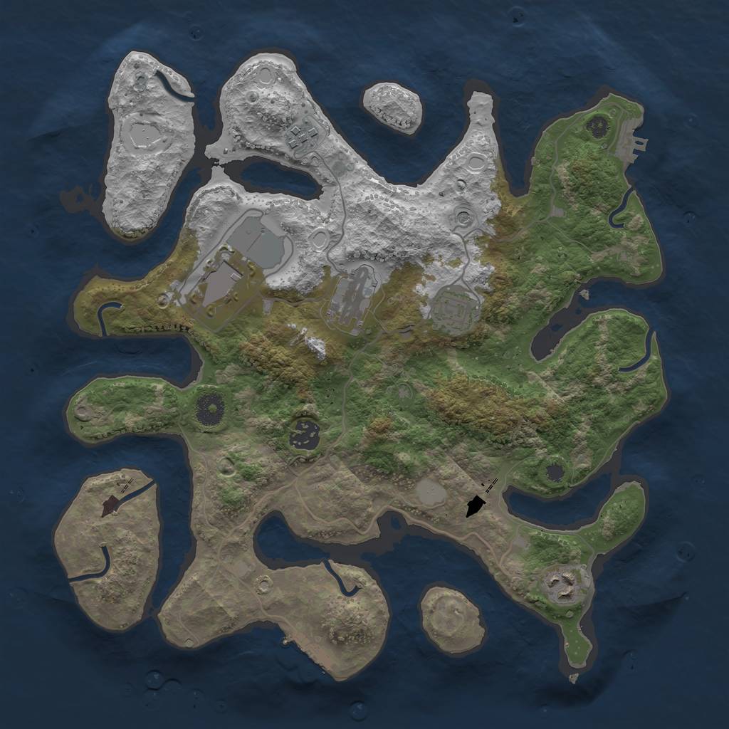 Rust Map: Procedural Map, Size: 3550, Seed: 66917, 14 Monuments