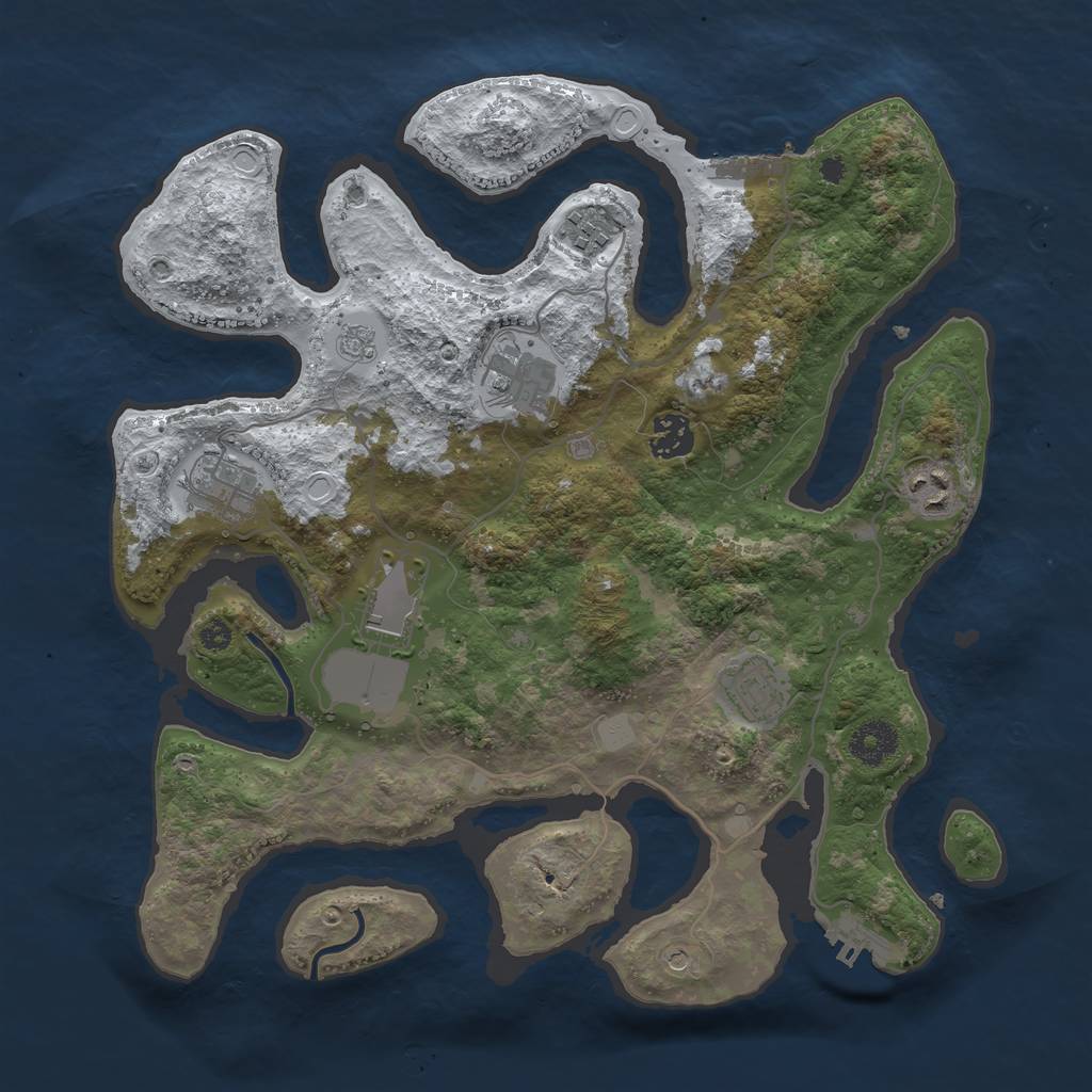 Rust Map: Procedural Map, Size: 3550, Seed: 128466, 16 Monuments