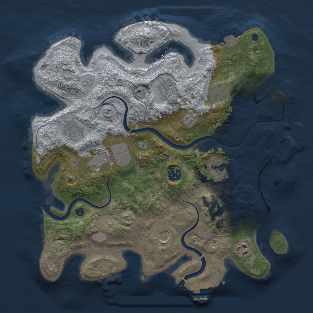 Rust Map: Procedural Map, Size: 3550, Seed: 128466, 15 Monuments