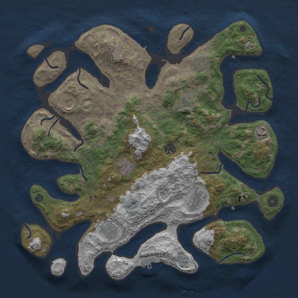 Rust Map: Procedural Map, Size: 4000, Seed: 40338, 17 Monuments