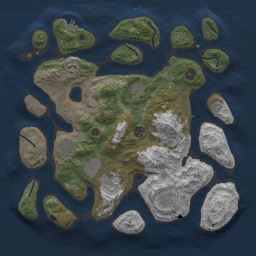 Rust Map: Procedural Map, Size: 3550, Seed: 925935, 14 Monuments