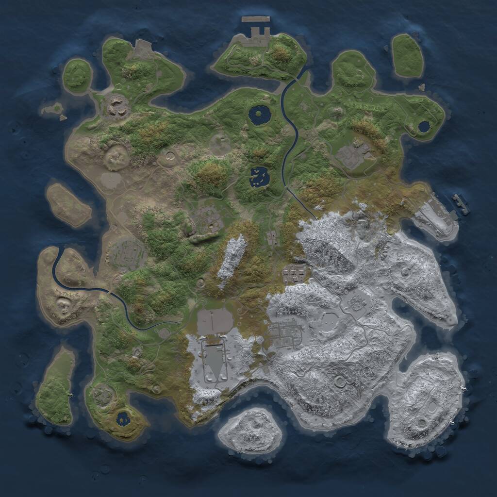Rust Map: Procedural Map, Size: 3550, Seed: 925935, 14 Monuments
