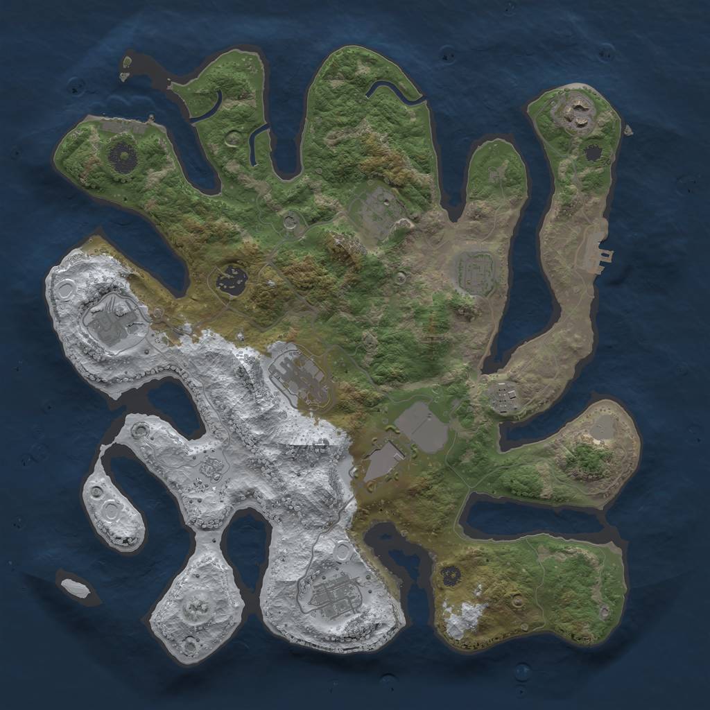 Rust Map: Procedural Map, Size: 3600, Seed: 338550451, 18 Monuments
