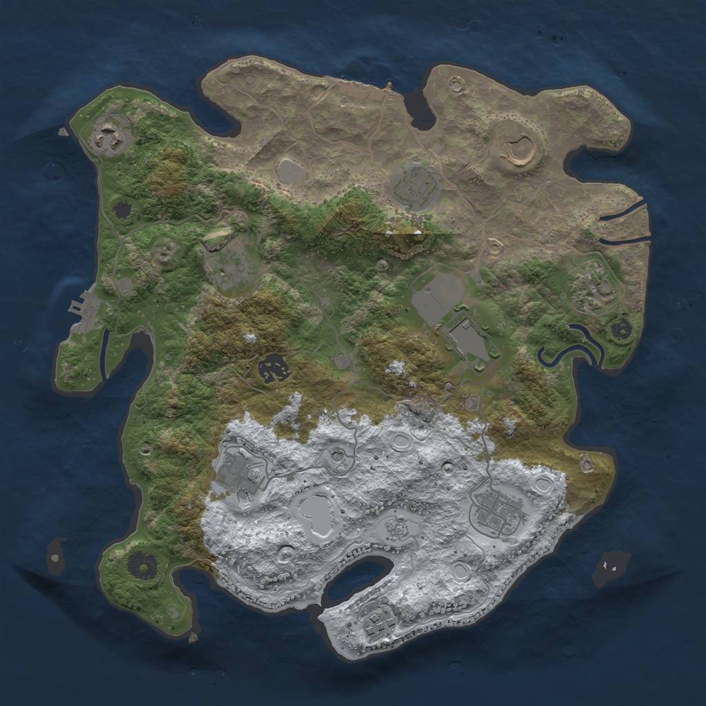 Rust Map: Procedural Map, Size: 3550, Seed: 553402, 19 Monuments