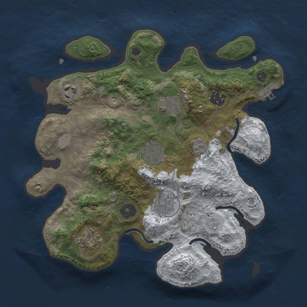 Rust Map: Procedural Map, Size: 3000, Seed: 1383848749, 15 Monuments