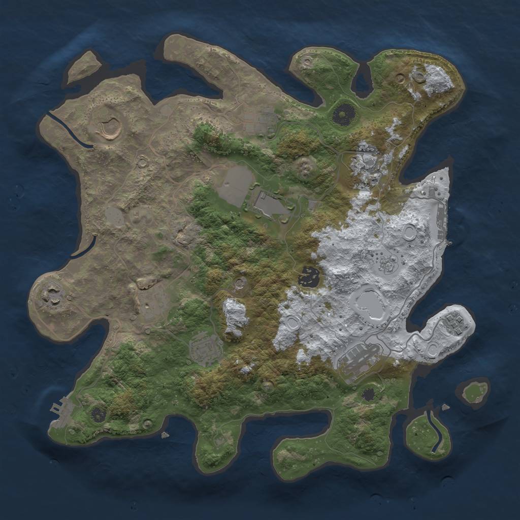 Rust Map: Procedural Map, Size: 3550, Seed: 524450, 19 Monuments
