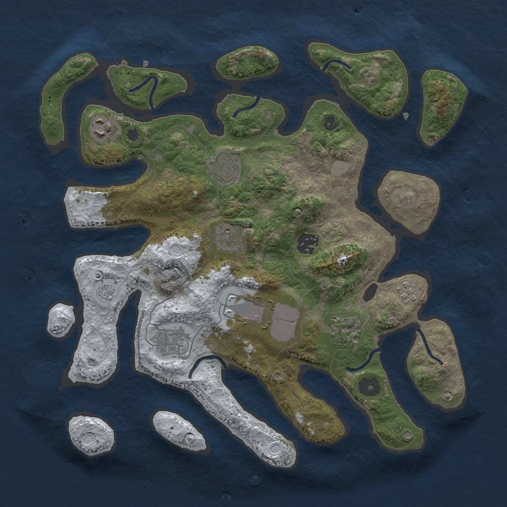 Rust Map: Procedural Map, Size: 3600, Seed: 942925918, 14 Monuments