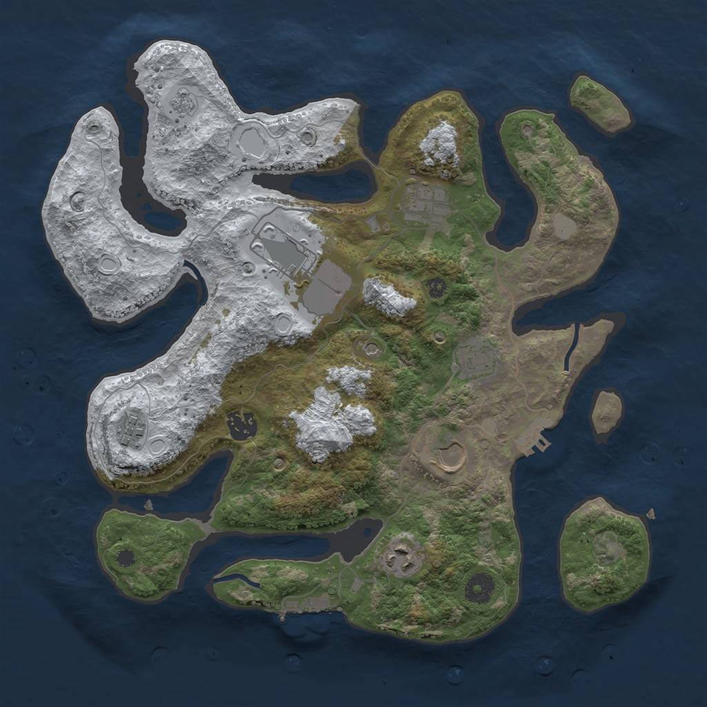 Rust Map: Procedural Map, Size: 3500, Seed: 911134648, 16 Monuments