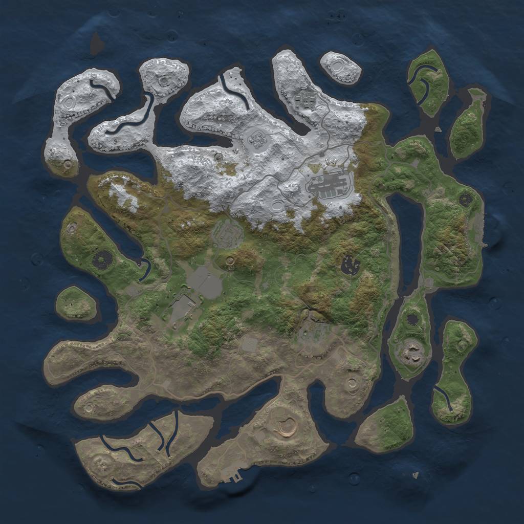 Rust Map: Procedural Map, Size: 4000, Seed: 939537, 17 Monuments