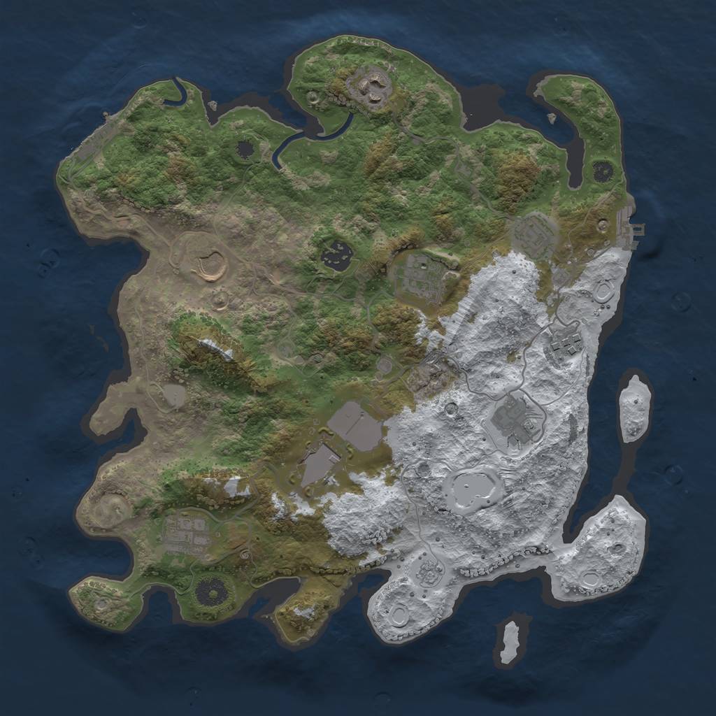 Rust Map: Procedural Map, Size: 3550, Seed: 754936, 17 Monuments