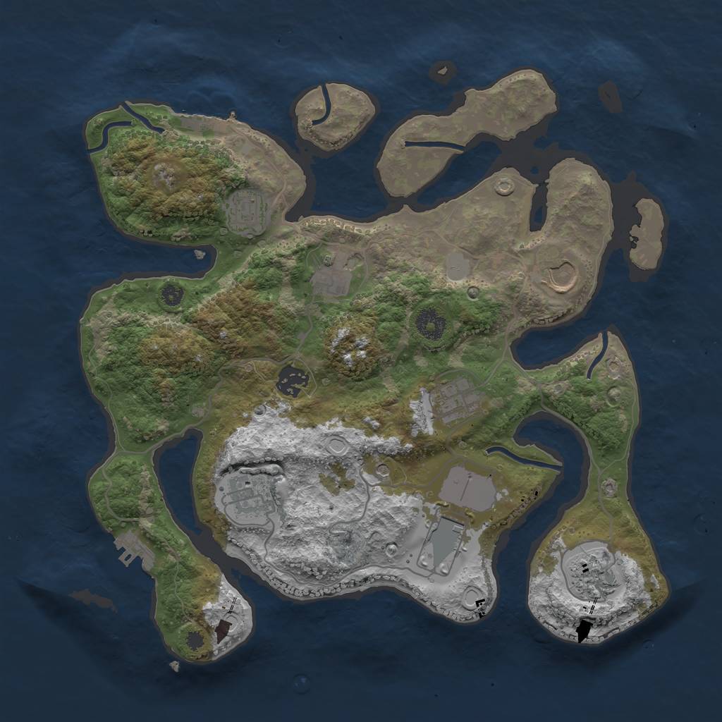 Rust Map: Procedural Map, Size: 3500, Seed: 984617869, 16 Monuments