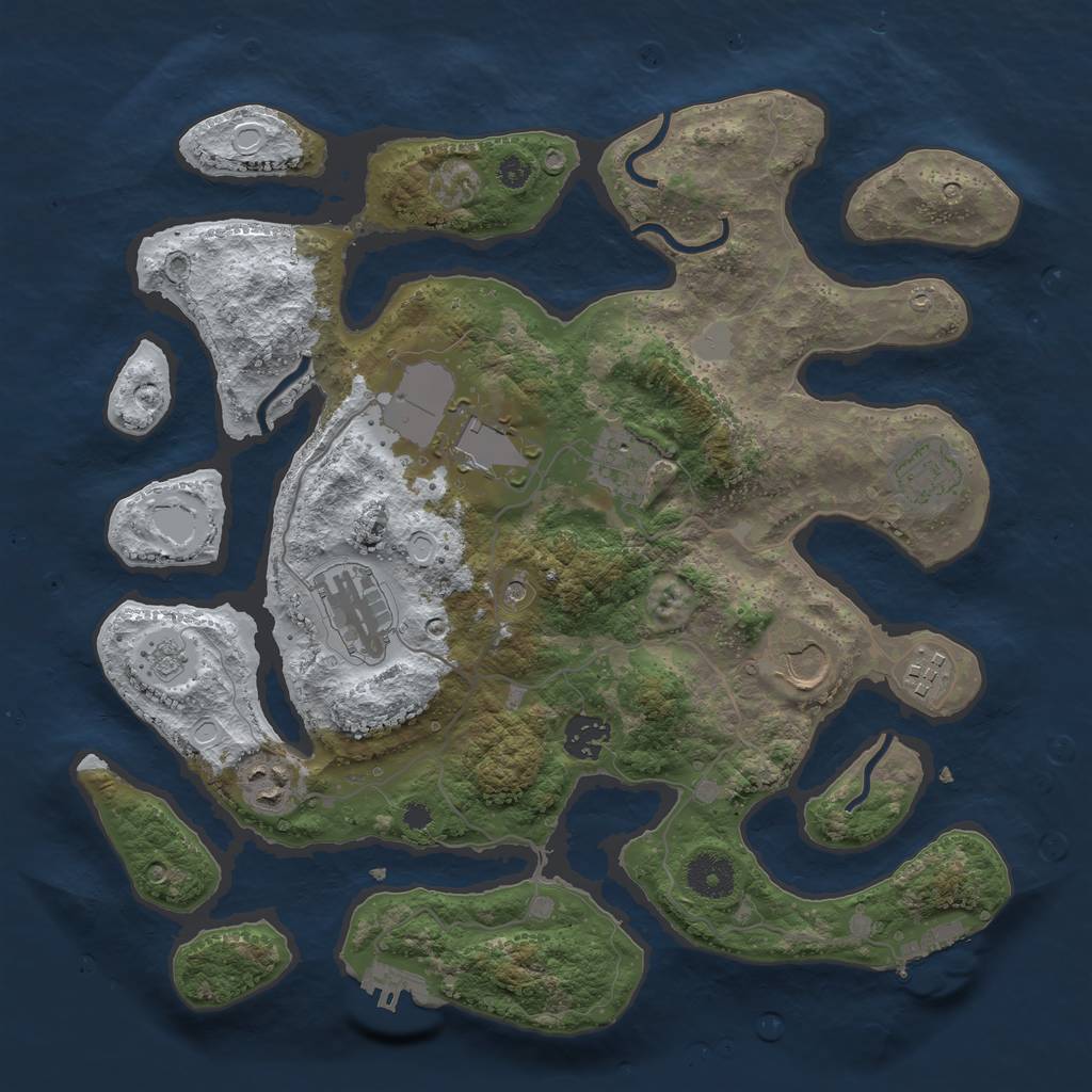 Rust Map: Procedural Map, Size: 3550, Seed: 777191, 17 Monuments