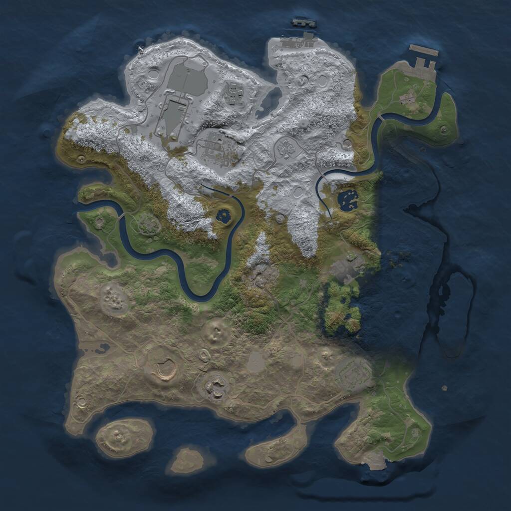 Rust Map: Procedural Map, Size: 3550, Seed: 767946, 14 Monuments