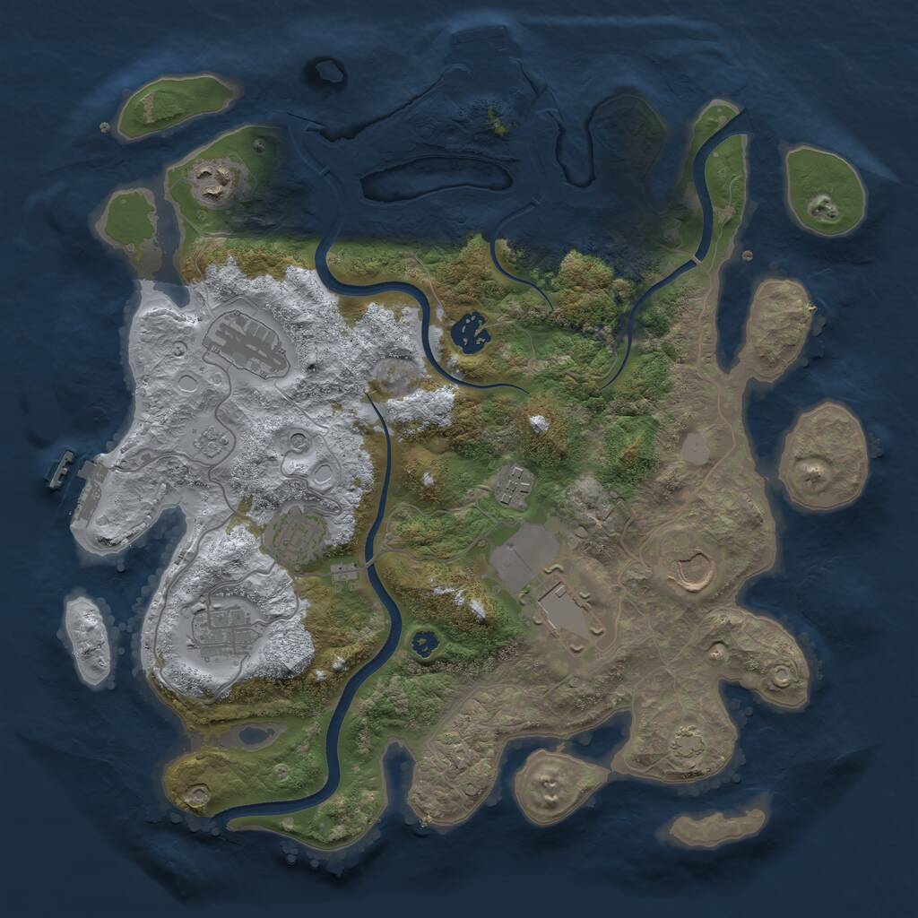 Rust Map: Procedural Map, Size: 3550, Seed: 687996, 14 Monuments