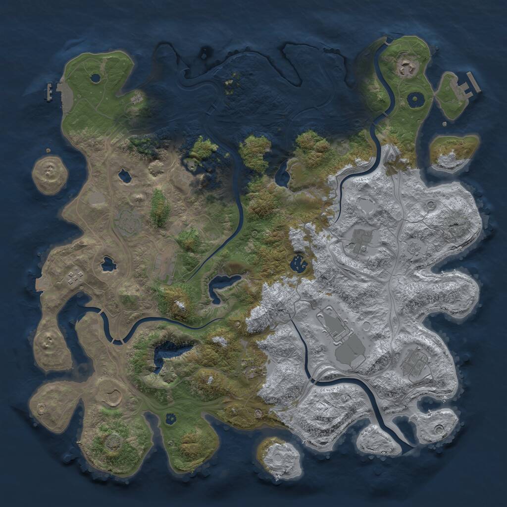 Rust Map: Procedural Map, Size: 4500, Seed: 4277484, 17 Monuments