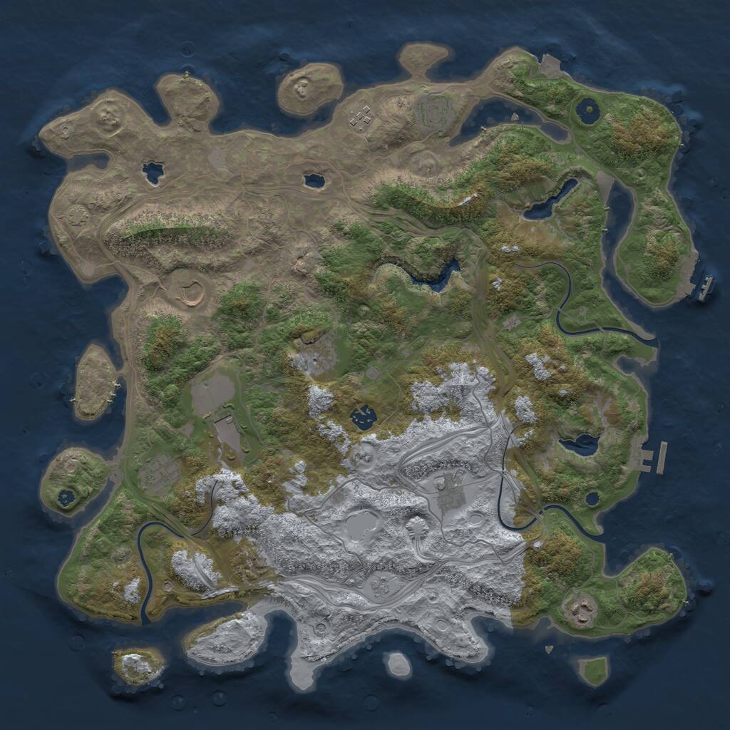 Rust Map: Procedural Map, Size: 4500, Seed: 3093393, 16 Monuments