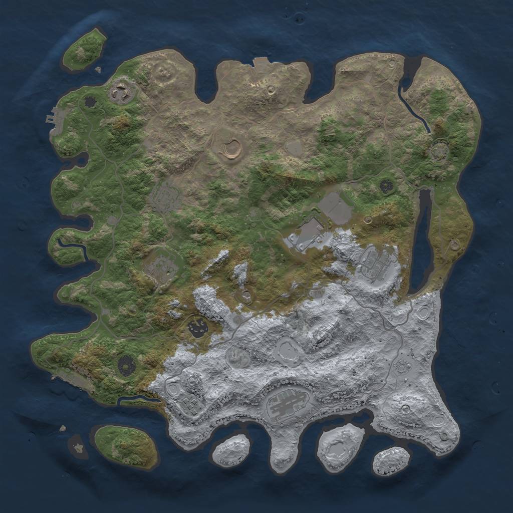 Rust Map: Procedural Map, Size: 4000, Seed: 943993, 17 Monuments