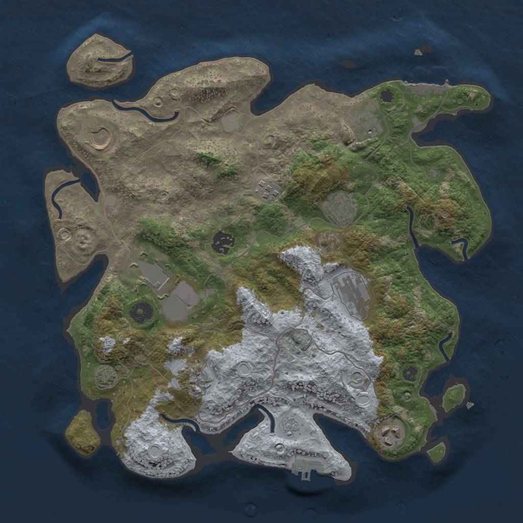 Rust Map: Procedural Map, Size: 3550, Seed: 676627, 17 Monuments